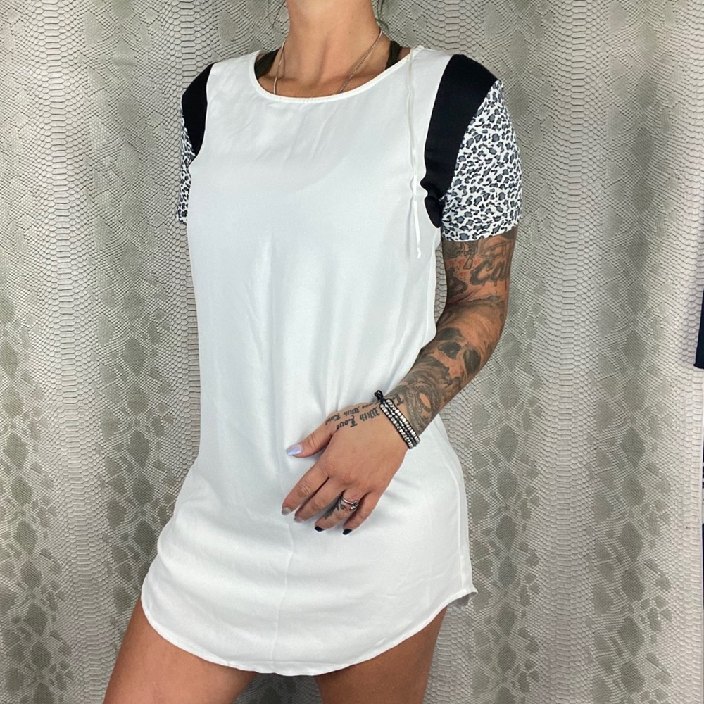 LF white grey cheetah a line dress 4 FOR 60